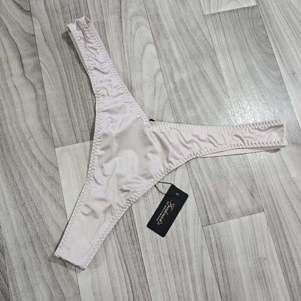 NWT Frederick's of Hollywood RISING STAR Silver Gray Satin Tanga Panty Size XXL